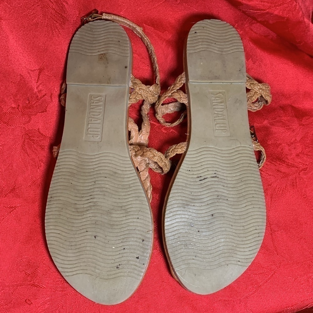 Summer Sandals Two pairs fit like women’s size 8 white slip on, beige buckle up - Picture 10 of 10